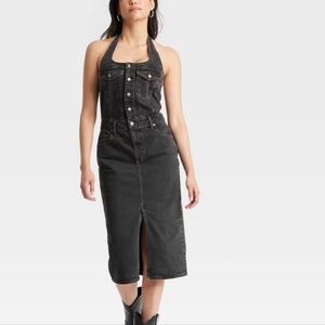 Universal Thread Black Denim Halter Dress